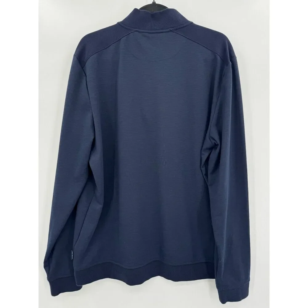 TED BAKER Caravan Navy Blue Quarter Zip Pullover Sweater Size 6 or 2XL XXL